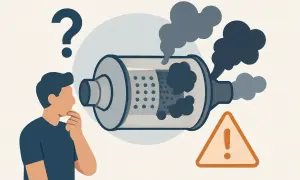 Man funderar över en igensatt partikelfilter som ryker. Dags för kamkedja byte? Varning!
