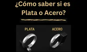 ¿Cómo saber si algo es de plata? Muestra un anillo de plata y uno de acero, con la pregunta central.