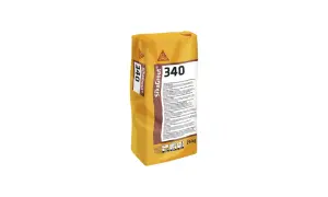 Bolsa de SikaGrout 340, mortero cementicio de alta resistencia y rápido desarrollo, ideal para anclajes y sellados.