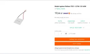 Moduł ogniwo Peltiera TEC1-12706 12V 60W z dwoma przewodami, idealny do projektów chłodzenia.