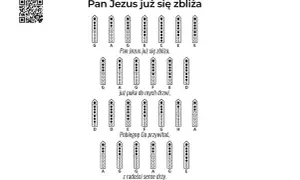 Pan Jezus już się zbliża, nuty na flet. Tekst i zapis nutowy dla melodii "Pan Jezus już się zbliża".