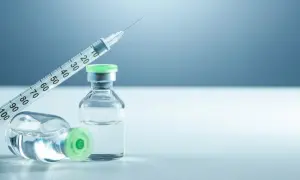 Strzykawka i dwie fiolki z zielonymi nakrętkami, gotowe do podania. Może to być biofazolin, który pomoże w regeneracji.