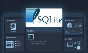 Interface graphique pour SQLite, montrant un éditeur SQL avec une requête Python. Idéal pour gérer des bases de données légères.