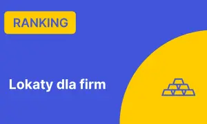 Niebieski baner z napisem "RANKING" i ikoną sztabek złota na żółtym tle.