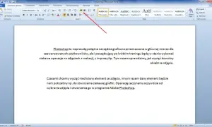 Zrzut ekranu z programu Microsoft Word, pokazujący pasek narzędzi z opcjami akapitu i fragment tekstu.