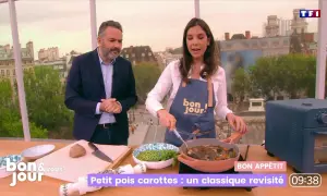 Un chef prépare un plat de petit pois carottes revisité dans une émission matinale.