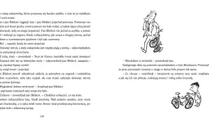 Pan Blédurt, autor Mikołajka, ściga się na rowerze. Dzieci obserwują jego wyczyn.