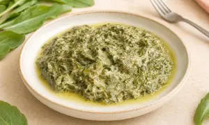 Ein cremiges Gericht aus Sauerampfer, perfekt für frühlingshafte Sauerampfer Rezepte.