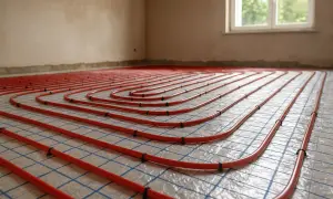 Tubature rosse per riscaldamento a pavimento, un investimento per il futuro. Il costo dell'impianto a pavimento è ammortizzato dal comfort e dal risparmio energetico.
