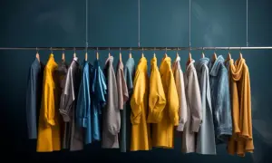 Wybierasz żakiet do żółtej sukienki? Na wieszaku wiszą różne opcje: od eleganckich po casualowe.