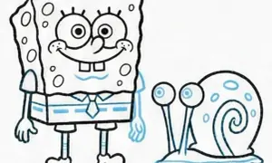 Bob Esponja y Gary, listos para colorear. ¡Una imagen perfecta para dar vida a tus personajes favoritos!