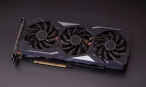 Eine leistungsstarke Grafikkarte mit drei Lüftern, die für Gaming-Enthusiasten die aktuell beste Grafikkarte darstellt.