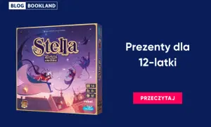 Pudełko gry planszowej "Stella Dixit Universe" z ilustracją nocnego nieba i postaci.