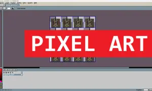 Sprite sheet z animacją pikselowych czołgów. Program do tworzenia pixel art.