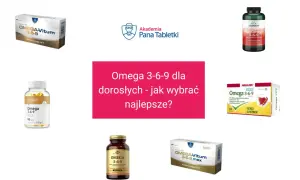 Różne suplementy diety z kwasami omega 3-6-9, w tym OMEGA-Vitum, Swanson MultiOmega, OstroVit Omega 3-6-9, Walmark Omega 3-6-9 i Solgar Omega 3-6-9.
