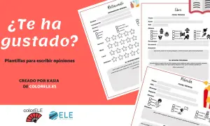Plantilla para escribir opiniones de restaurantes, libros y películas. Incluye campos para información general, personajes, resumen y opinión personal.