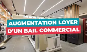 Magasin d'électroménagers avec un panneau "Augmentation loyer d'un bail commercial".