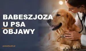 Weterynarz osłuchuje psa rasy golden retriever stetoskopem.