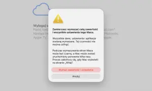 Chcesz wymazać zawartość i ustawienia Maca. To reset maca, który usunie wszystkie dane.