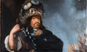 Karl X Gustav, en mäktig kung med en imponerande hatt, bär rustning och håller en spira. Hans ansikte är fyllt av pondus, men hur dog Karl X Gustav?