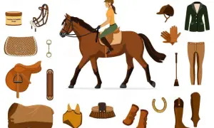 Jazda konna wymaga kompletnego wyposażenia: siodło, ogłowie, czaprak, bryczesy, kurtka, kask, rękawiczki, buty, szczotki, podkowy i koc dla konia.