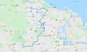 Trasa linii 127 Gdańsk: od Matarni przez Oliwię, Przymorze, Zaspa, Wrzeszcz, aż do Stogów.
