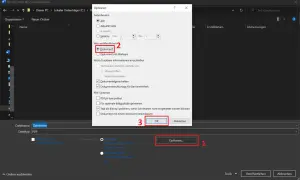 Aby usunąć komentarze w Wordzie, kliknij "Opcje..." (1), wybierz "Dokument" (2) i potwierdź przyciskiem "OK" (3).