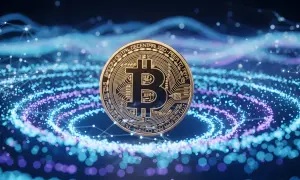 Złoty Bitcoin na tle cyfrowej sieci, symbolizujący technologię blockchain, co to jest i jak działa.
