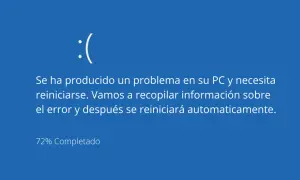 :( Pantalla azul de Windows. Error de descarga: 0x80248007. El PC se reiniciará. 72% completado.