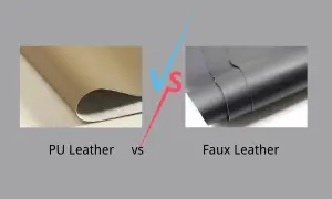 Confronto tra pelle PU (beige) e finta pelle (nera). Cosa vuol dire pelle PU? È un materiale sintetico.