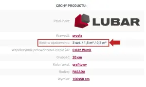 Styropian 20 cm ile w paczce? Opakowanie zawiera 3 szt. (1,5 m²). Producent LUBAR.
