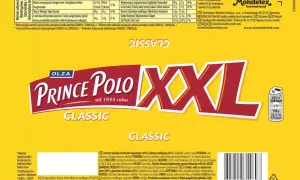 Prince Polo XXL, klasyczny wafelek z kremem kakaowym i czekoladą. 100g to 2211 kJ, 45g to 995 kJ.