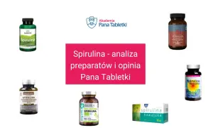 Różne preparaty ze spiruliną, w tym Swanson, Terra Nova, Singularis, Myvita i inne. Analiza "spirulina co to" i opinii Pana Tabletki.
