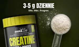 Kreatyna w proszku #HIRO.LAB. Jak ćwiczyć z kreatyną? 3-5g dziennie dla siły, mocy i progresu.