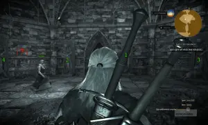 Geralt stoi przed magicznym kaganekiem w Wiedźmin 3, gotów rozpalić ognie we właściwej kolejności.