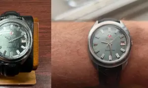 Reloj Rado Space Wing con cristal mineral rayado, listo para pulir.