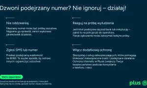 Nie ignoruj podejrzanych numerów, to może być spoofing. Sprawdź, zgłoś SMS na 8080 lub włącz ochronę w Plusie.