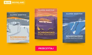 Trzy okładki książek Sławka Gortycha z serii "Schronisko". Każda przedstawia inne schronisko w górach, w różnych sceneriach.