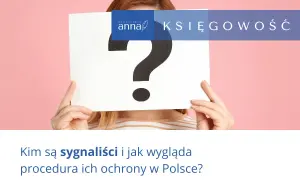 Osoba z dużym znakiem zapytania zasłaniającym twarz, symbolizująca niepewność sygnalisty w pracy. Kancelaria Anna Księgowość oferuje wsparcie.