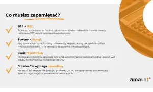 Ważne zasady rozliczania VAT: B2B vs B2C, towary vs usługi, limit 10 000 EUR i stawka 0% wymagająca dowodów. WDT i eksport bez dokumentacji nie dają 0% VAT.