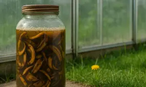 Słoik z bananami do jakich roślin? Domowy nawóz z bananów dla kwiatów i warzyw, gotowy do użycia w ogrodzie.