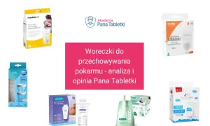 Różne rodzaje woreczków do przechowywania mleka matki w lodówce: Medela, Akuku, Canpol babies, Lansinoh, Neno, Bocioland.