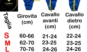 Guida taglie uomo: la taglia S corrisponde a girovita 60-66 cm, cavallo avanti 21-24 cm e cavallo dietro 22-24 cm.