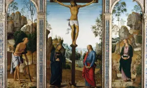 Stabat Mater Dolorosa – obraz przedstawiający ukrzyżowanie Jezusa, Matkę Bożą i św. Jana.