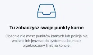 Niebieska ikona szuflady na dokumenty, tekst "Tu zobaczysz swoje punkty karne".