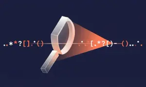 Une loupe analyse des symboles de code, comme un split Python.