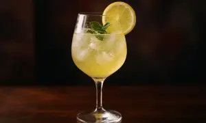 Ett uppfriskande drink med limoncello och prosecco, garnerad med citron och mynta. Perfekt för en solig dag.