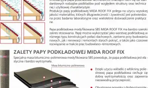Papa podkładowa modyfikowana SBS MIDA ROOF FIX chroni dach przed wodą i śniegiem. Idealna do nowych dachów i remontów.