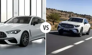 Porównanie dwóch białych Mercedesów: sportowego coupe i SUV-a. Sprawdź, który model lepiej pasuje do Twoich potrzeb, analizując mercedes glc wymiary.