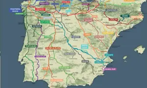 Mapa szlaków Camino de Santiago. Zastanawiasz się, camino de Santiago gdzie zacząć? Wybierz trasę z mapy: Francés, Norte, Primitivo, Portugués, Via de la Plata.